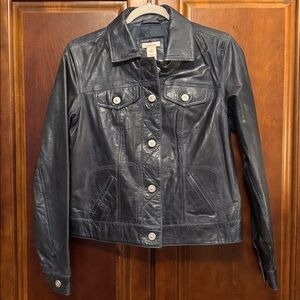 Sundance Blue 100% Leather Moto Jacket size Medium.